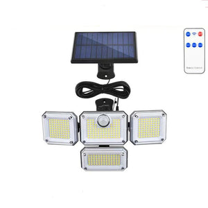 1 PACK Outdoor Motion Sensor Lamp, 4-Head Solar Power Light, 122 LED Solar Light