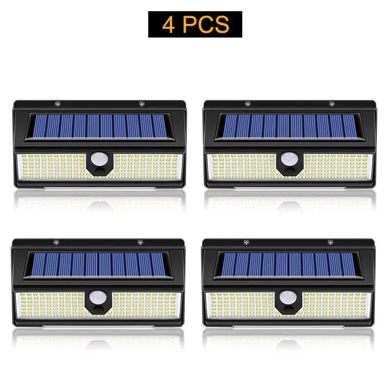 HOMEFISH 190-LED Solar Motion Sensor Wall Light Outdoor IP65 Waterproof 4-Mode Solar Garden Decoration Lamp for Yard Door Patio
