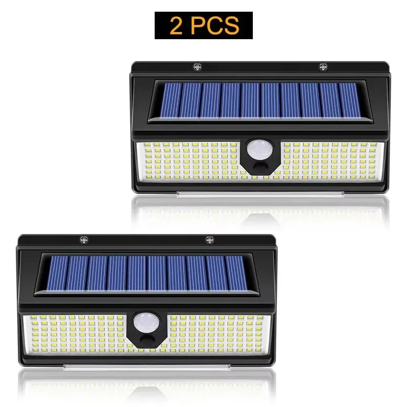 HOMEFISH 190-LED Solar Motion Sensor Wall Light Outdoor IP65 Waterproof 4-Mode Solar Garden Decoration Lamp for Yard Door Patio