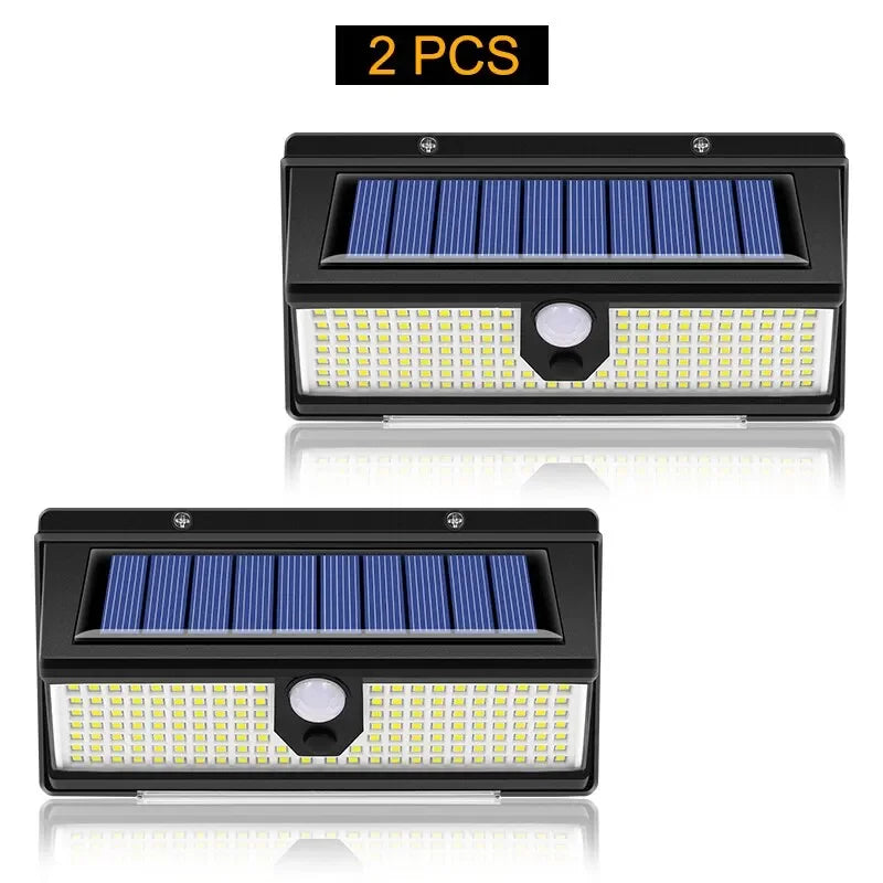 HOMEFISH 190-LED Solar Motion Sensor Wall Light Outdoor IP65 Waterproof 4-Mode Solar Garden Decoration Lamp for Yard Door Patio