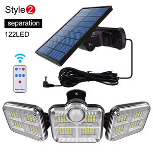 1 PACK Outdoor Motion Sensor Lamp, 4-Head Solar Power Light, 122 LED Solar Light