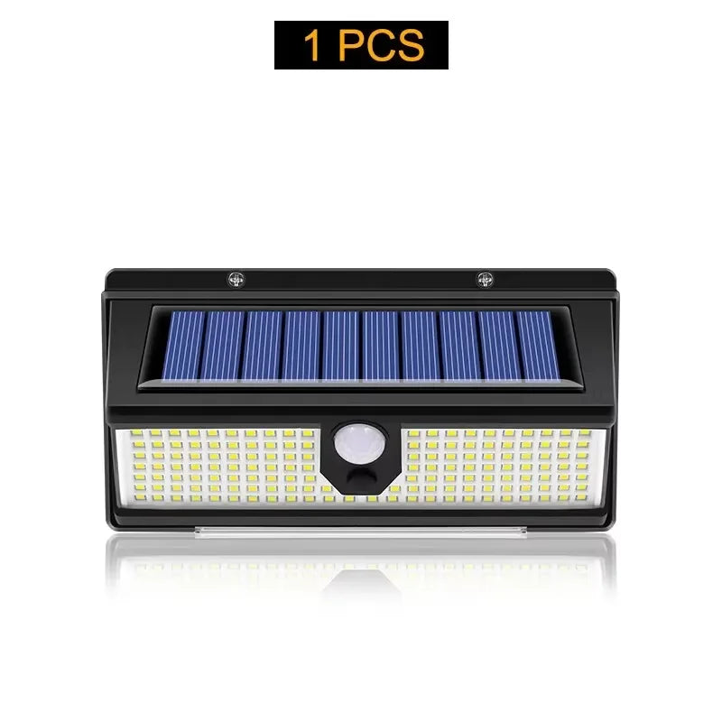 HOMEFISH 190-LED Solar Motion Sensor Wall Light Outdoor IP65 Waterproof 4-Mode Solar Garden Decoration Lamp for Yard Door Patio