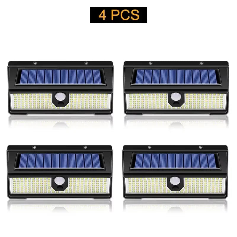 HOMEFISH 190-LED Solar Motion Sensor Wall Light Outdoor IP65 Waterproof 4-Mode Solar Garden Decoration Lamp for Yard Door Patio